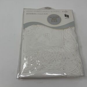 Vtg Keeco Hand Embellished Pillow Sham Battenberg Collection White 21" x 27" NWT